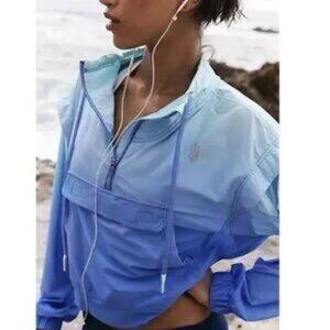 FP Movement Backspin Quarter Zip Ombre Blue Pullover Jacket (M)